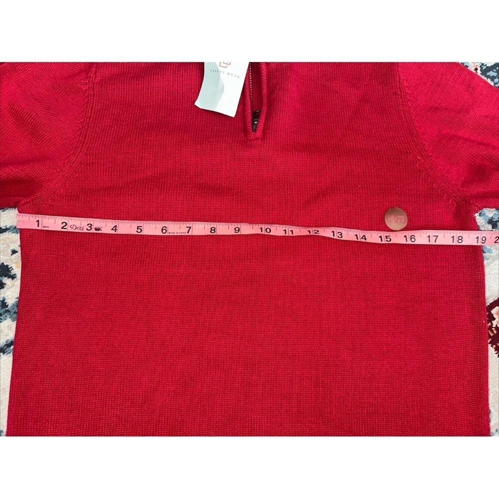 NWT Class Club Sweater Boys Youth Size 18/20 Red 1/4 Zip Pullover Mock Neck - Picture 7 of 8